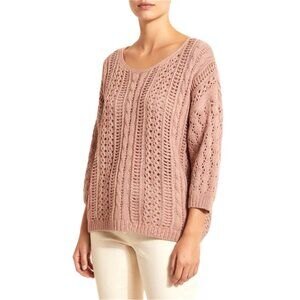 Miracle USA Sweater Womens 2X US 18 Pink Chenille Open Knit Cable Pullover Crop